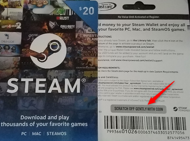 Steam $20 Giftcard, Valve [Physically Shipped Card] 