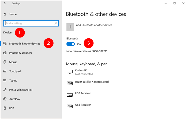 Enable Bluetooth in Windows 10