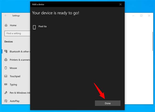 Your phone was successfully connected to your Windows 10 laptop or PC