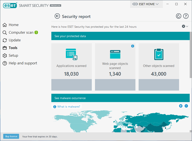 Security reports and logs available in ESET Smart Security Premium