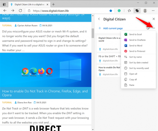How to use the Microsoft Edge Collections - Digital Citizen