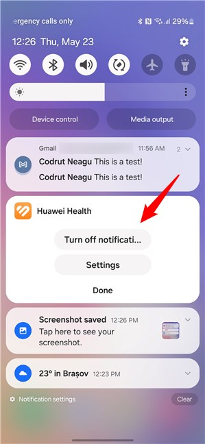 Tap Turn off notificati...