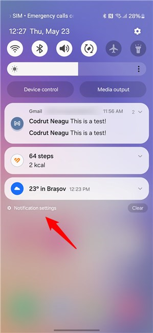 Tap the Notification settings button