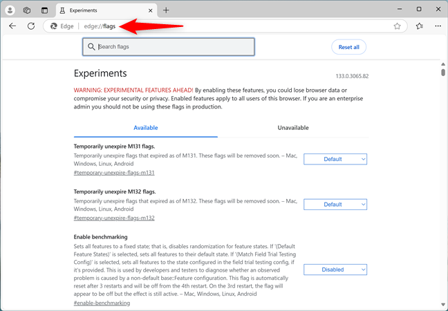 Access Experiments in Microsoft Edge