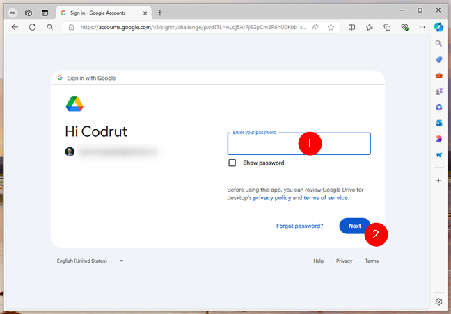 Type the password of your Google account