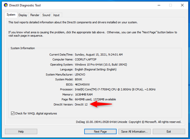 how to check directx 12 version for windows 11 