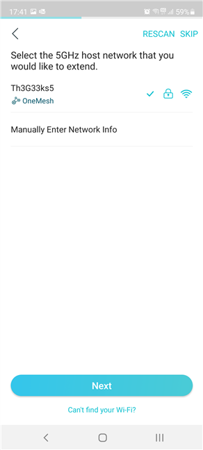 Choose the 5 GHz Wi-Fi emitted by the TP-Link router