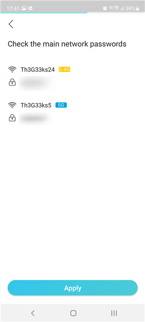 Verify the passwords for the router's Wi-Fi