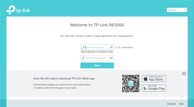 Create an admin password for the range extender