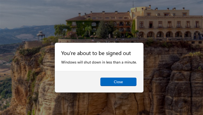 Windows 11 shut down notification