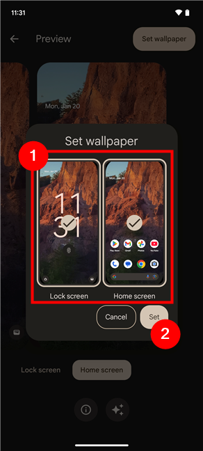 Set the wallpaper on your Android Home and Lock screens