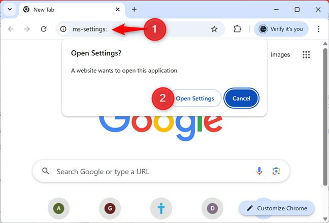 You can open Settings even from Google Chrome