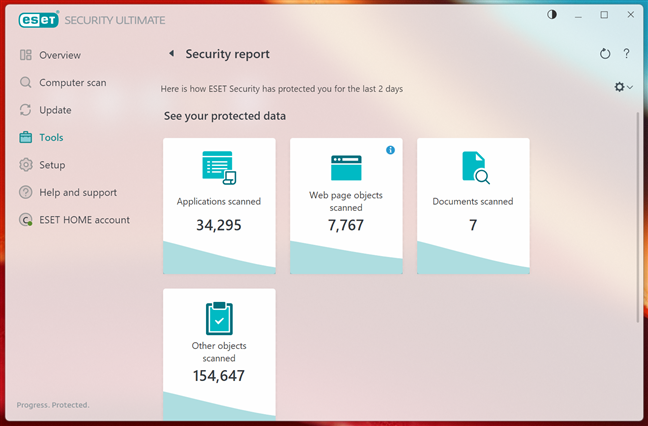 Security reports and logs available in ESET HOME Security Ultimate