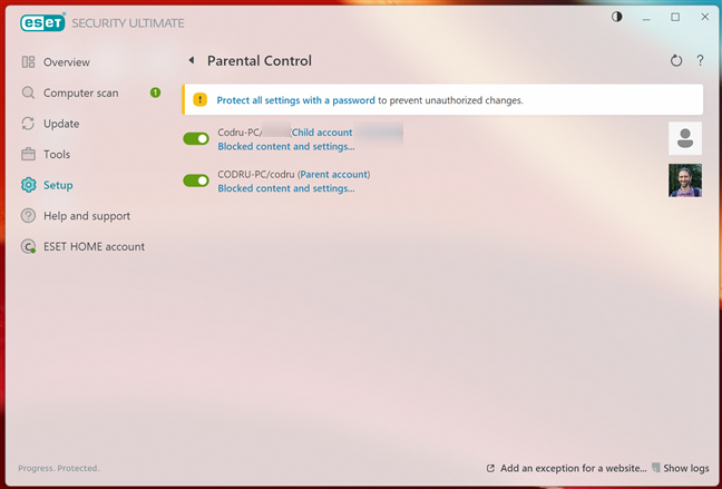 Parental Control in ESET HOME Security Ultimate