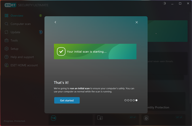 ESET begins an initial scan of your computer