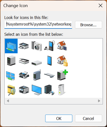 Icons stored in the networkexplorer.dll file