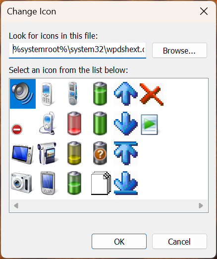 Icons stored in the wpdshext.dll file