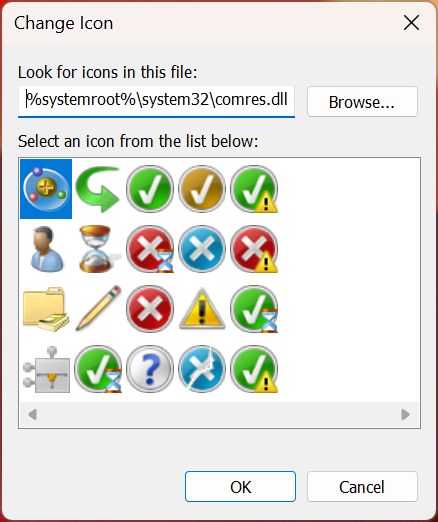 Icons stored in the comres.dll file