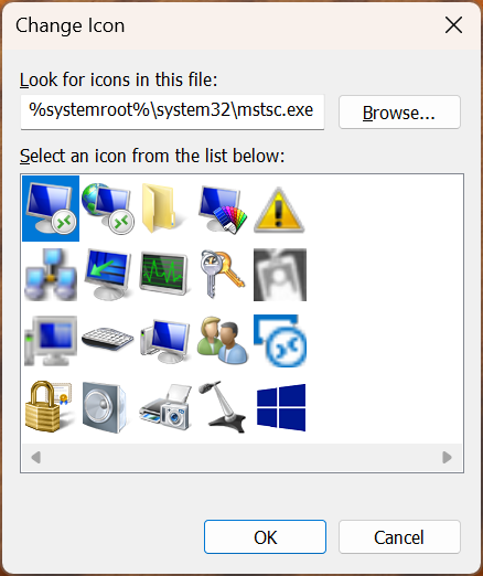 Icons stored in the mstsc.exe file