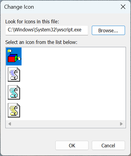 Icons stored in the wscript.exe file