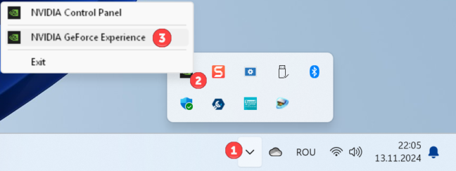 Open NVIDIA GeForce Experience from the system tray