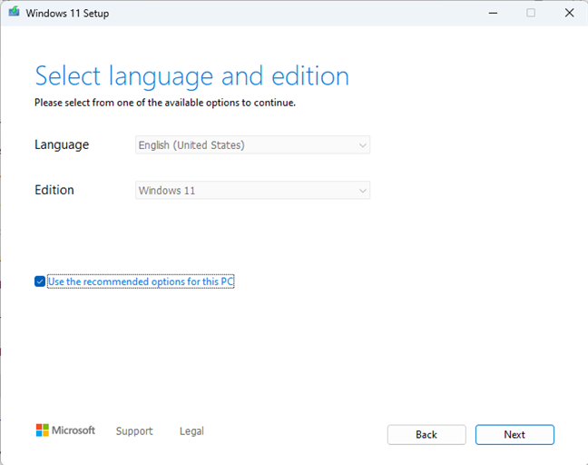 Windows 11 Media Creation Tool: Create a setup USB stick or ISO file