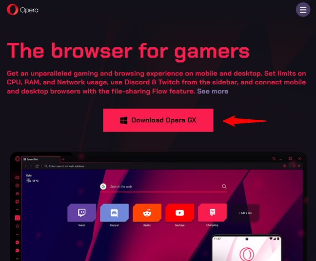 Opera GX - the world's first gaming browser