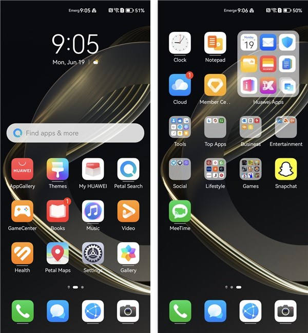 The Home screen of the HUAWEI nova 11 Pro