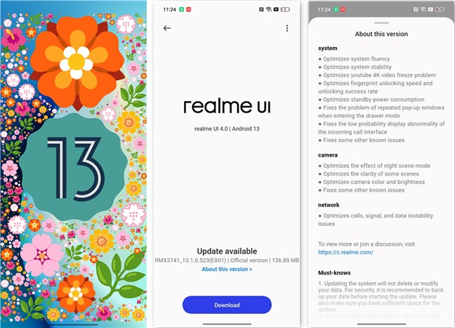 realme 11 Pro+ 5G comes with Android 13 and realme UI 4.0