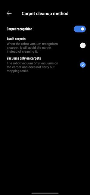Setting what Xiaomi X10+ does with carpets