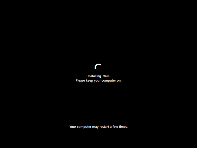 The progress of your Windows 11 installation