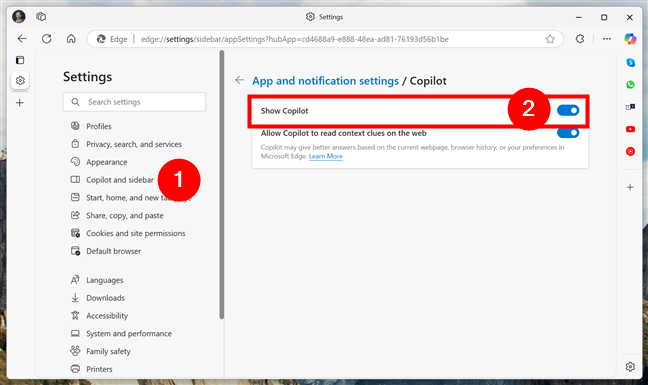 How to show the Copilot button in Edge