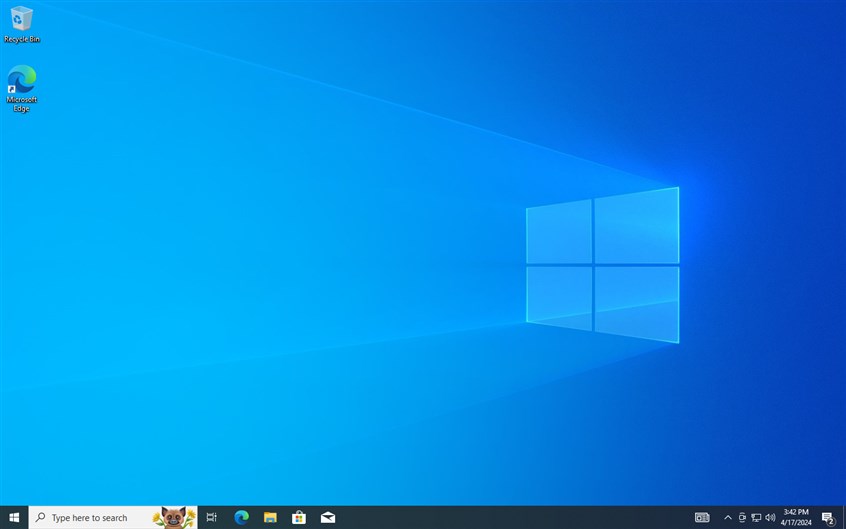 Here's the Windows 10 desktop