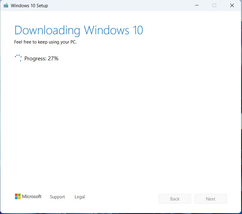 Media Creation Tool is downloading Windows 10