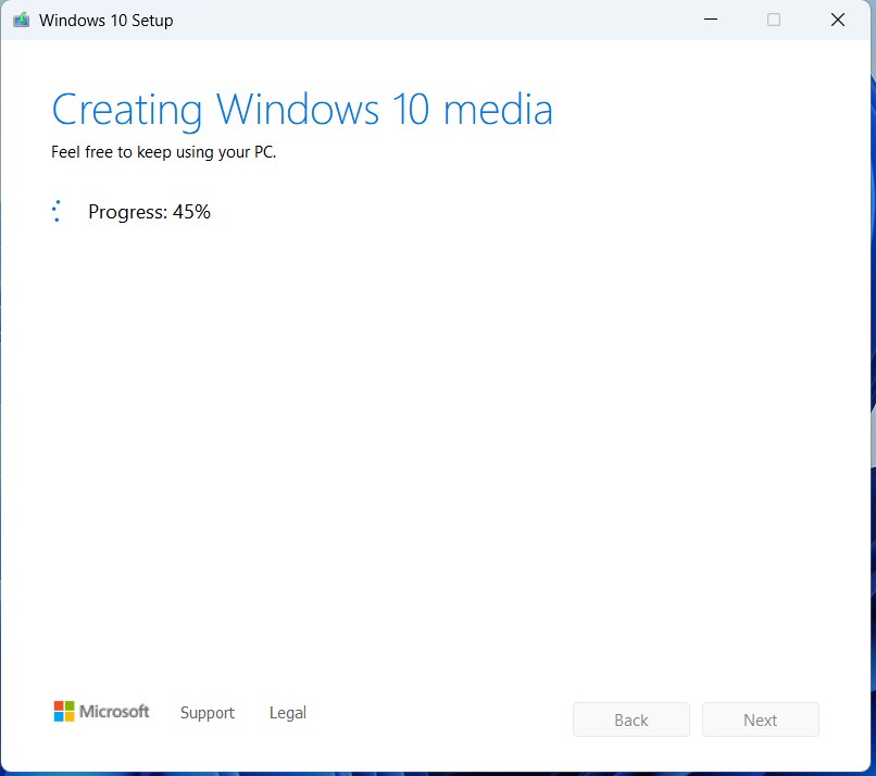 Media Creation Tool creates the Windows 10 installation media