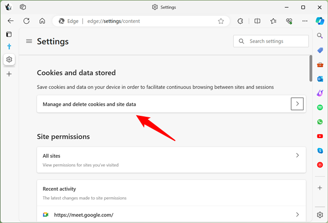 Manage and delete cookies and site data