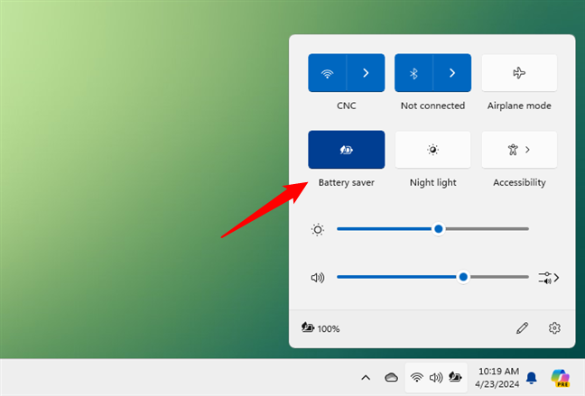 Enabling the Battery saver feature lowers brightness too