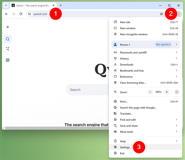 Open Settings in Google Chrome for Windows