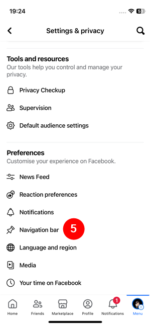 Go to Preferences > Navigation bar