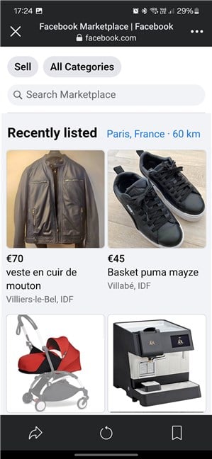 Facebook Marketplace opens automatically