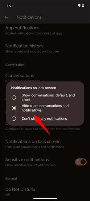 Choose Hide silent conversations and notifications