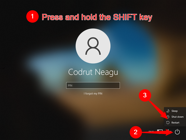 Restart your PC from the sign-in screen