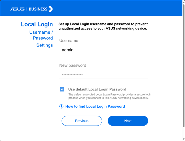 Set up your login account and password