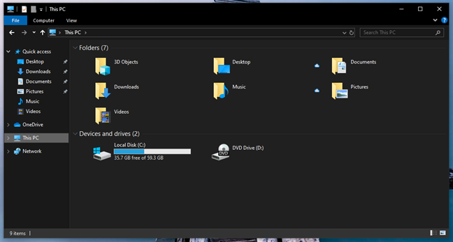 File Explorer in Dark Mode