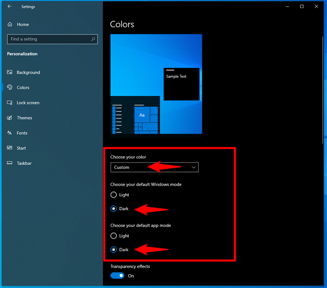 Another way to enable Dark Mode in Windows 10