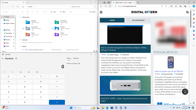 Snap up to four windows using keyboard shortcuts