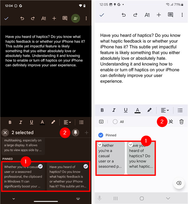 How to unpin multiple items from the Android clipboard