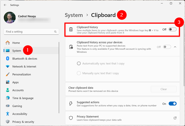 How to turn off clipboard history in Windows 11