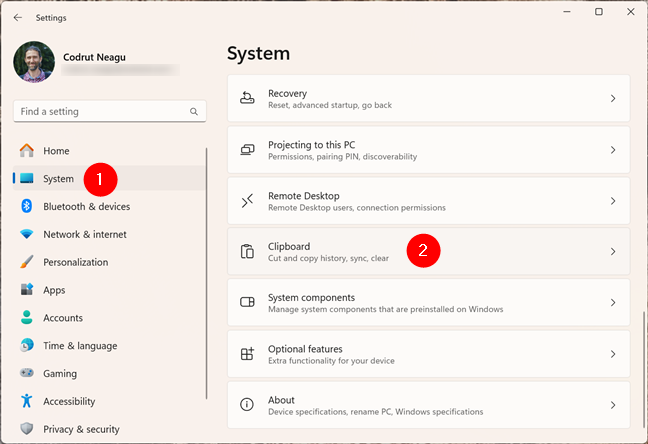 Open Settings and go to System > Clipboard