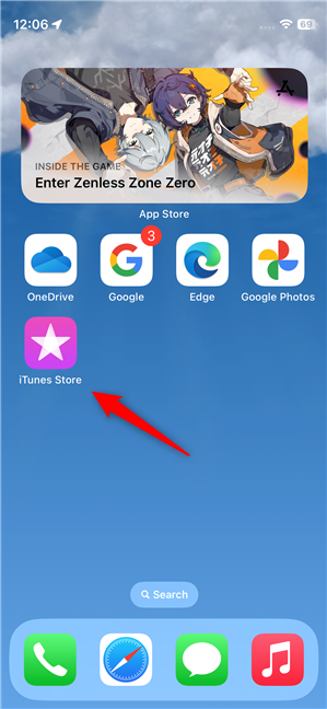 Open the iTunes Store app on your iPhone
